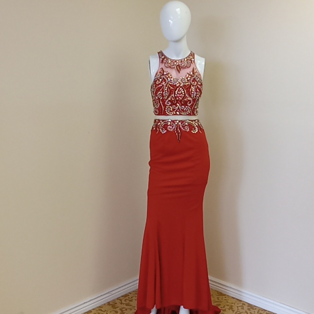 GLS size x-small mock 2 piece prom dress